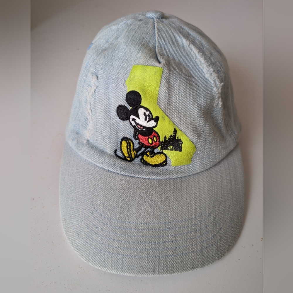 RARE Disneyland Resort Light Blue Distressed Denim Cap